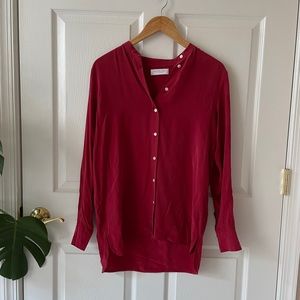 Silk red everlane blouse size 2
